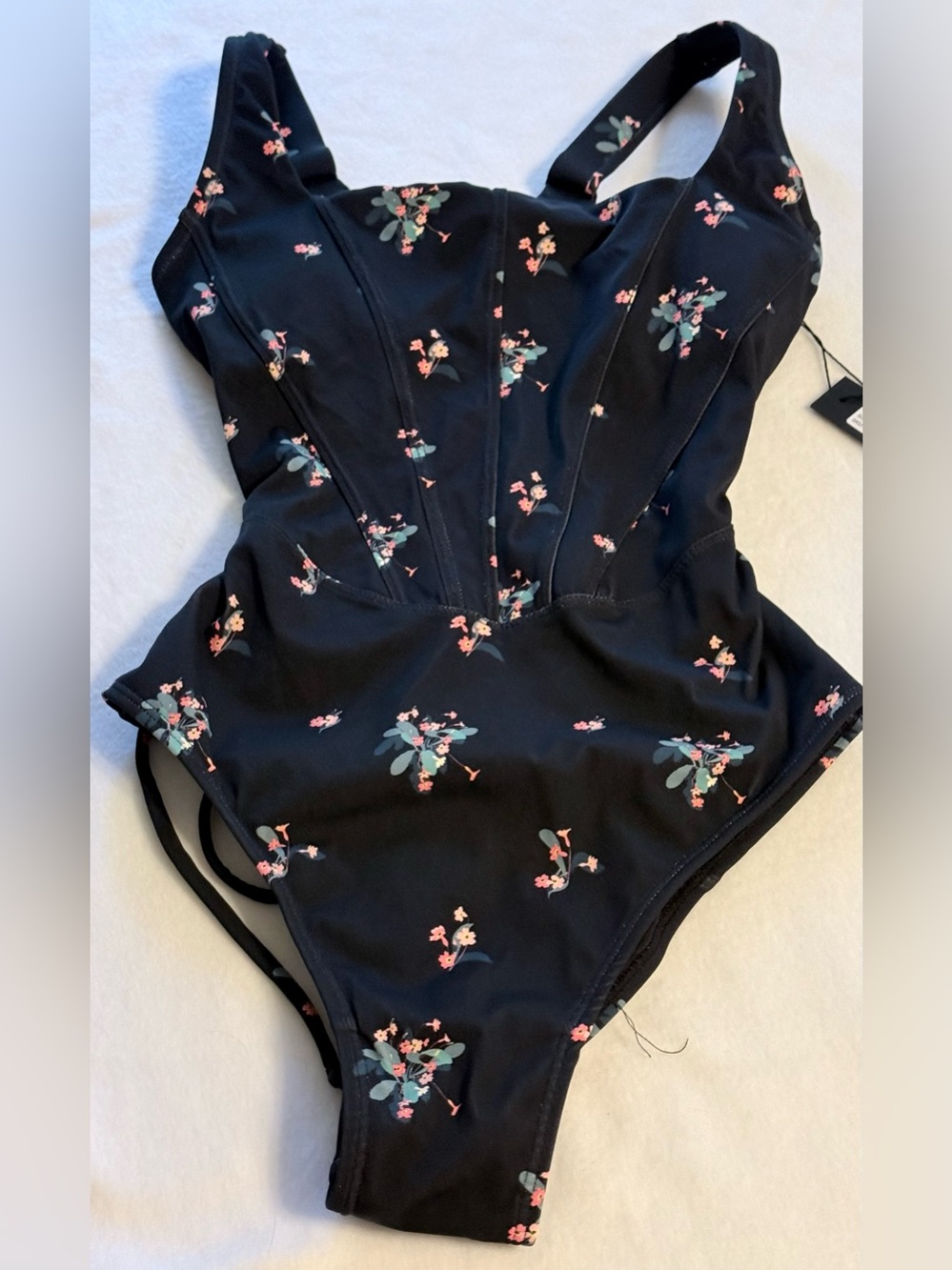 New Ta3 Seamed Squarey Prime Rose Bathing Suit. XS - Short